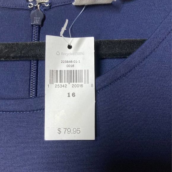 Gap Fit and Flare Navy Blue Midi Ruffle Sleeve Dress Size 16 - Picture 5 of 7